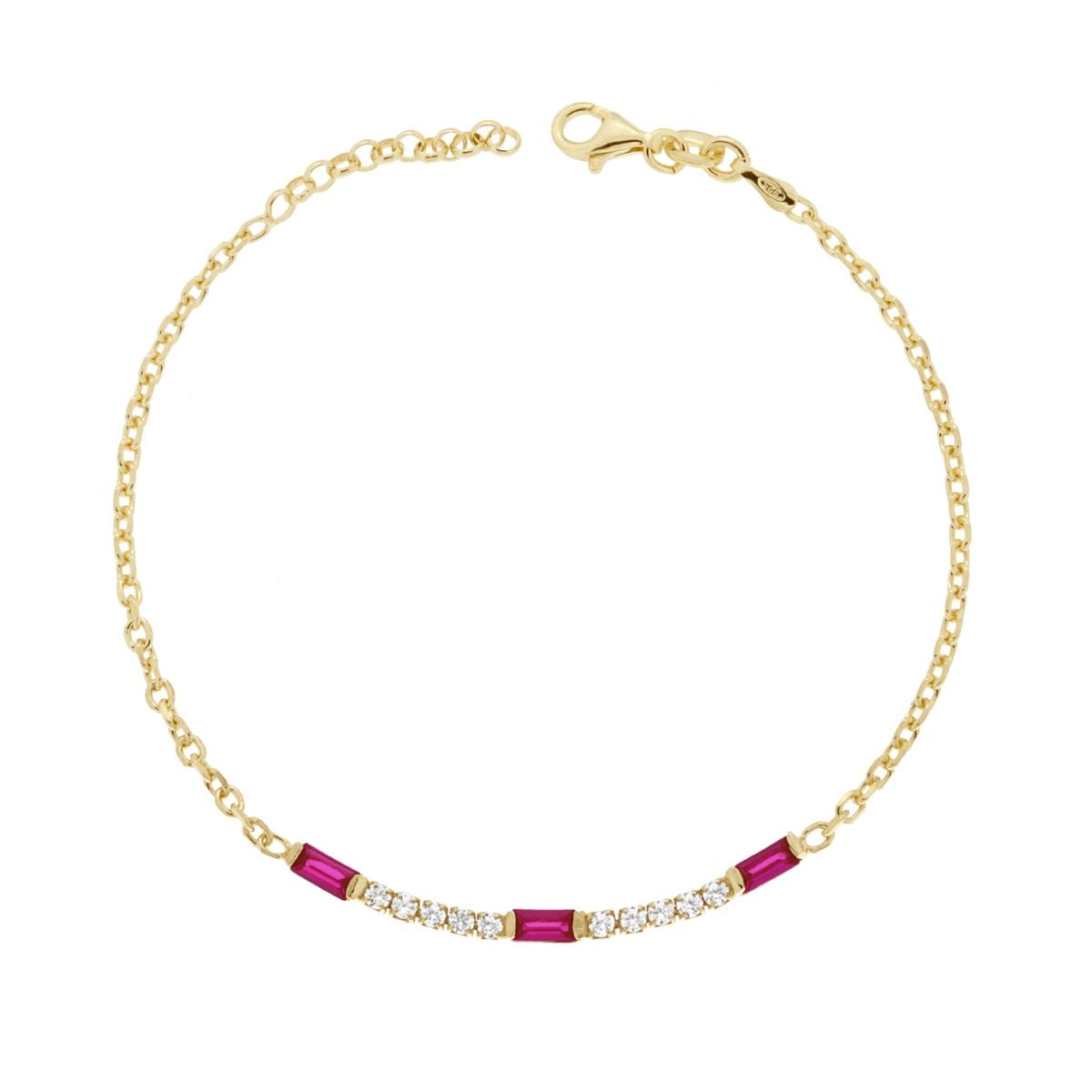 Stříbrný náramek Tennis Rubino Oro 17+2 cm