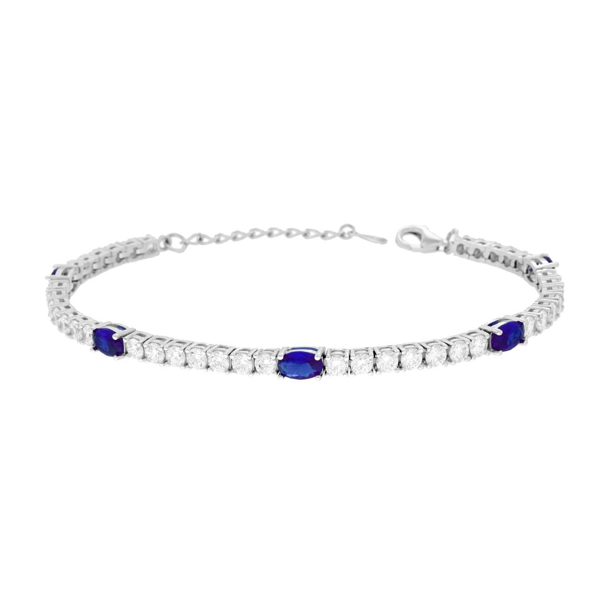 Stříbrný tenisový náramek Blu 17+3 cm