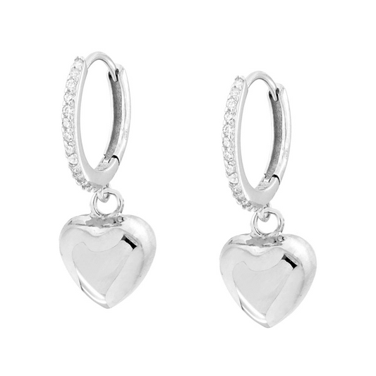 Stříbrné visací náušnice Heart