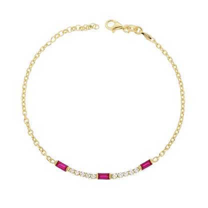 Stříbrný náramek Tennis Rubino Oro 17+2 cm