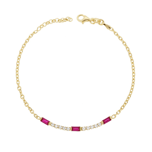 Stříbrný náramek Tennis Rubino Oro 17+2 cm