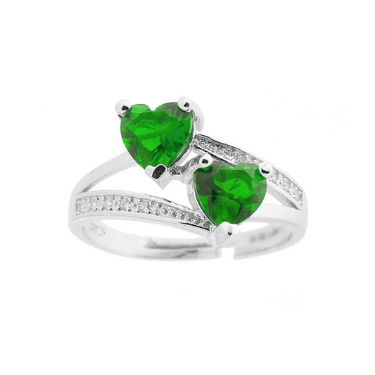 Nastavitelný stříbrný prsten Cuore Verde