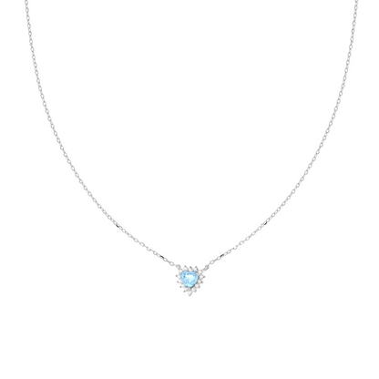 Stříbrný náhrdelník Cuore Aquamarine