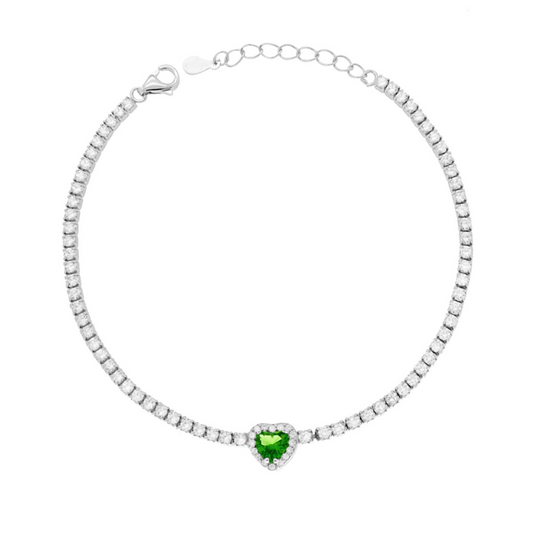 Stříbrný náramek Cuore verde