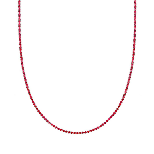 Stříbrný tenisový náhrdelník Rosso Rubino